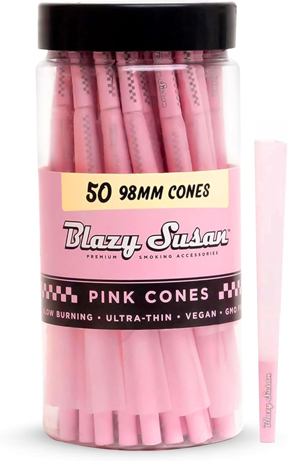 Blazy Pink Cones 50ct Pack | Pink Rolling Cones | Vegan & Smooth Burning | Blazy Susan Quality Smoking Accessories