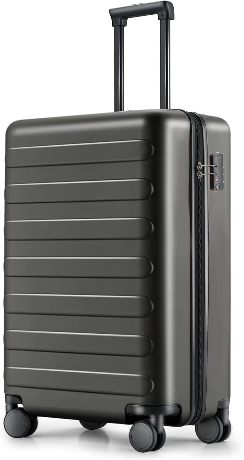 Carry on Luggage 22 X 14 X 9 Airline Approved, 20 Inch Luggage for 3-5 Days Travel, Double Spinner Wheels, 100% Hardshell PC, TSA Lock (Black, Rhine)