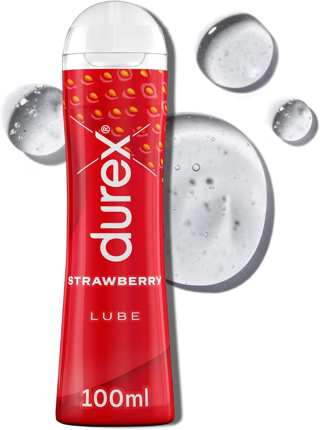 Durex Strawberry Flavoured Lube, 100ml, Water Based Lube, Gluten Free, Condom & Tou Compatible, Non Sticky, Non Staining, Quality Ingredients, Lubricant