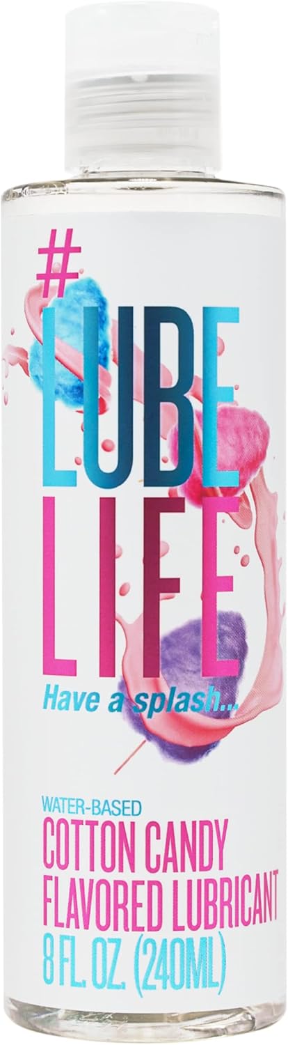 Lube Life Water-Based Cotton Candy Flavored Lubricant, Personal Lube for Men, Women and Couples, Made Without Added Sugar, 8 Fl Oz