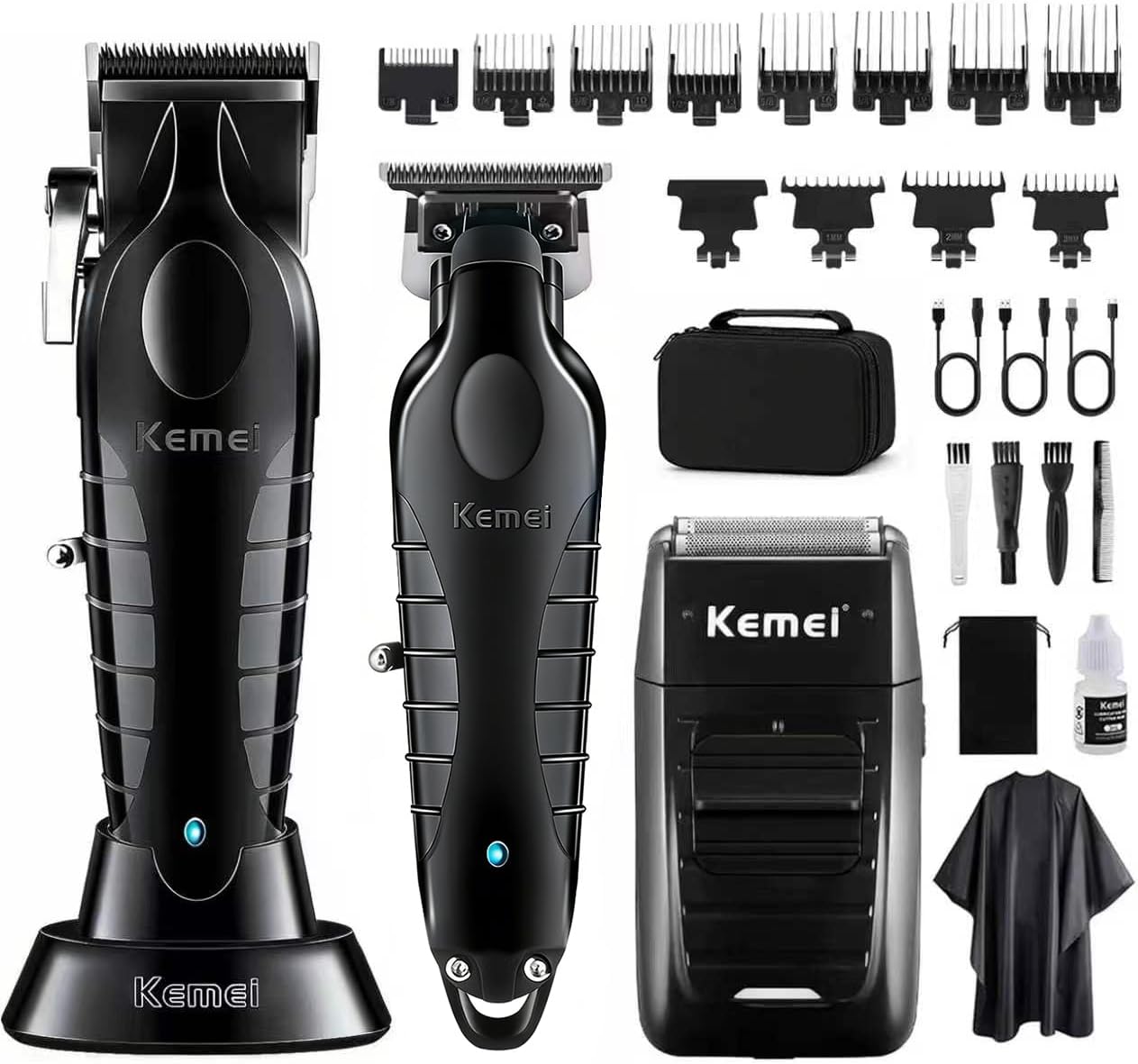 KEMEI Hair Clipper, Hair Trimmer, Beard Shaver Set for Men, Barber Kit