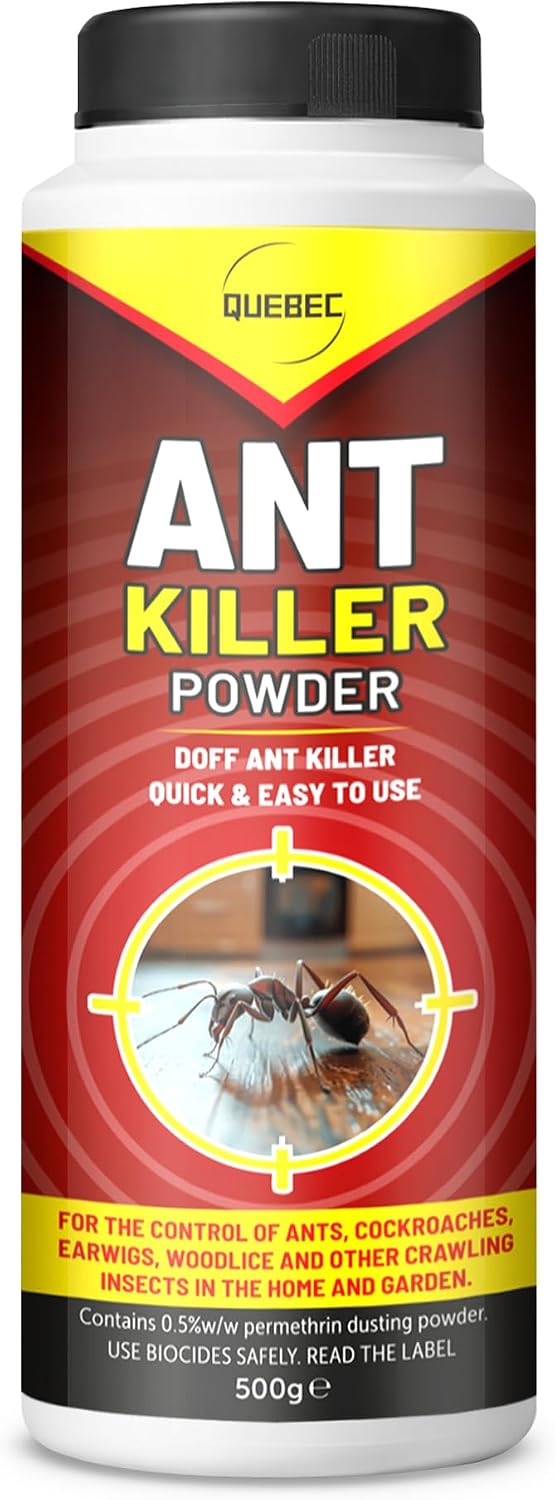 Quebec Ant Killer Powder 500g– Powerful Crawling Insect Killer Dust – Kills Ants, Cockroaches, Woodlice & Earwigs – Indoor & Outdoor Pest Control