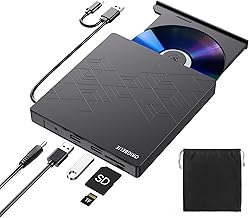 External DVD Drive, CD Drive USB 3.0 Typle C CD/DVD ROM +/-RW Adapter with USB Port DVD Burner for Laptop PC Desktop Computer, Optical Disk Drive CD Player Compatible with Mac Windows Linux