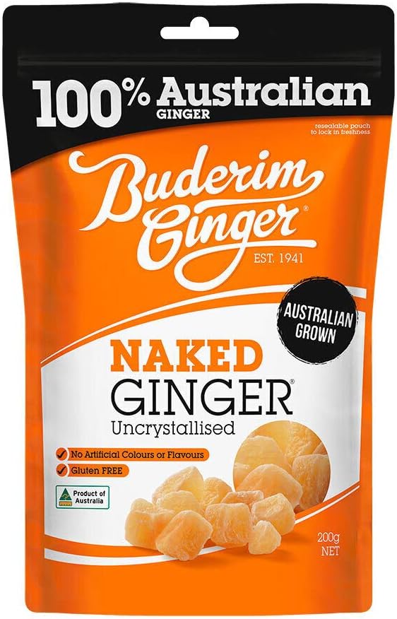 Buderim Uncrystallised Naked Sweet Ginger 175g – Chunks Of Pure Ginger Ideal For Baking Or Snack