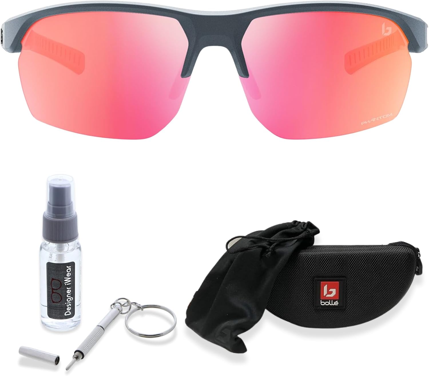 Bolle VICTUS S 64MM Wraparound Rectangular Sunglasses for Men for Women + BUNDLE with ACCESSORY EYEWEAR KIT