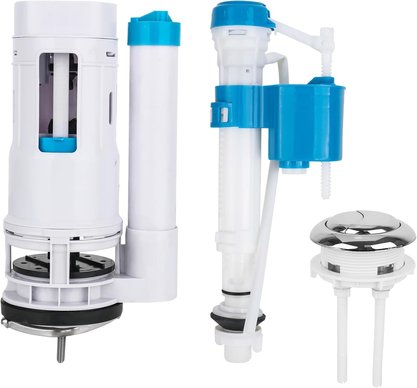 XTDMJ Toilet Flush System Replacement, Dual Flush Fill Toilet Cistern Kit, Adjustable Toilet Dual Flush Valve with Push Button for Home Bathroom(Suitable for Tank Depth 21-26cm)