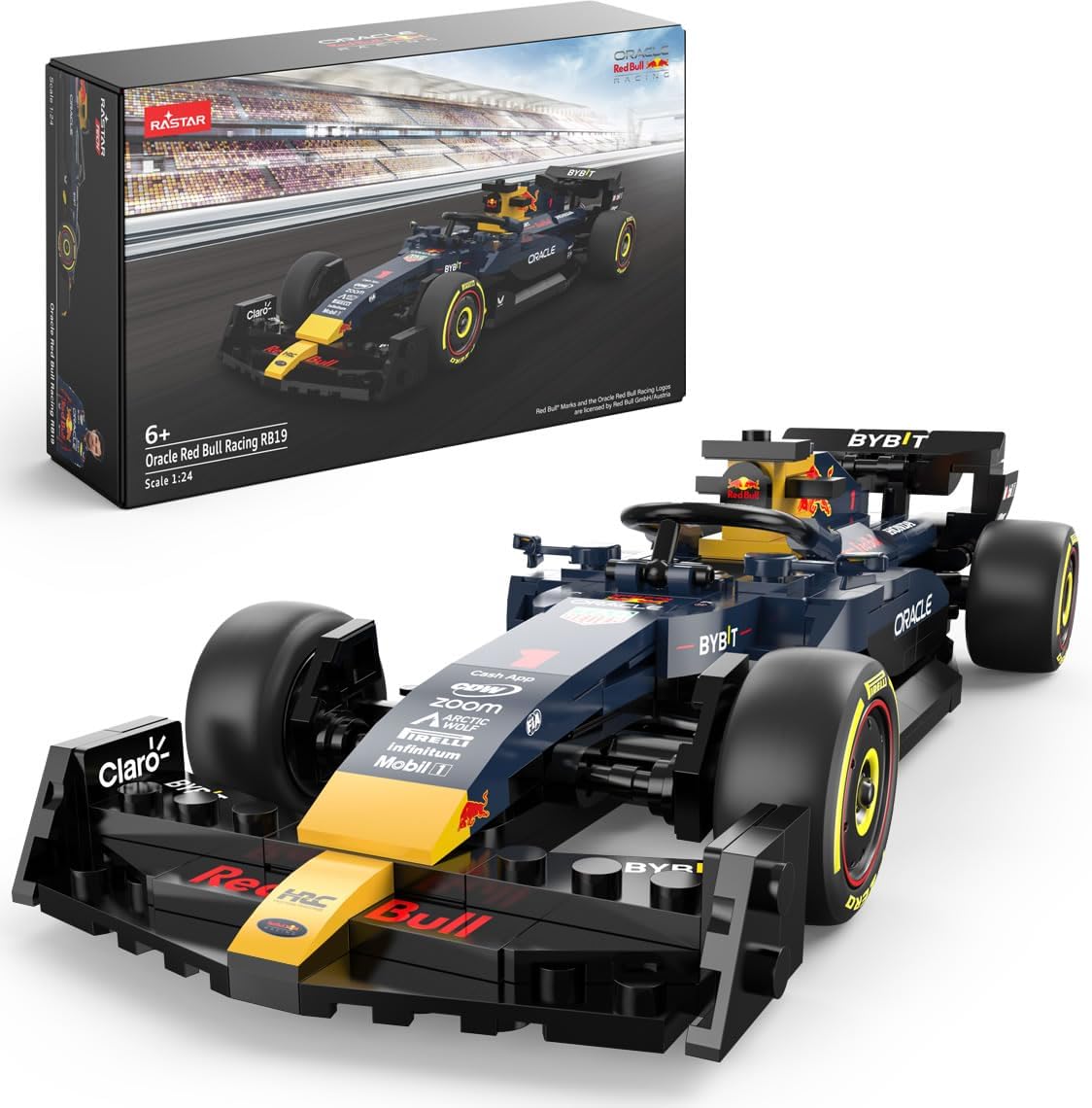 RASTAR 1/24 RedBull F1 Racing Car Building Bricks - Gift for F1 Fans - Officially Licensed 333PCs Oracle RedBull Formula 1 RB19 Car Model Building Kits for Play and Display