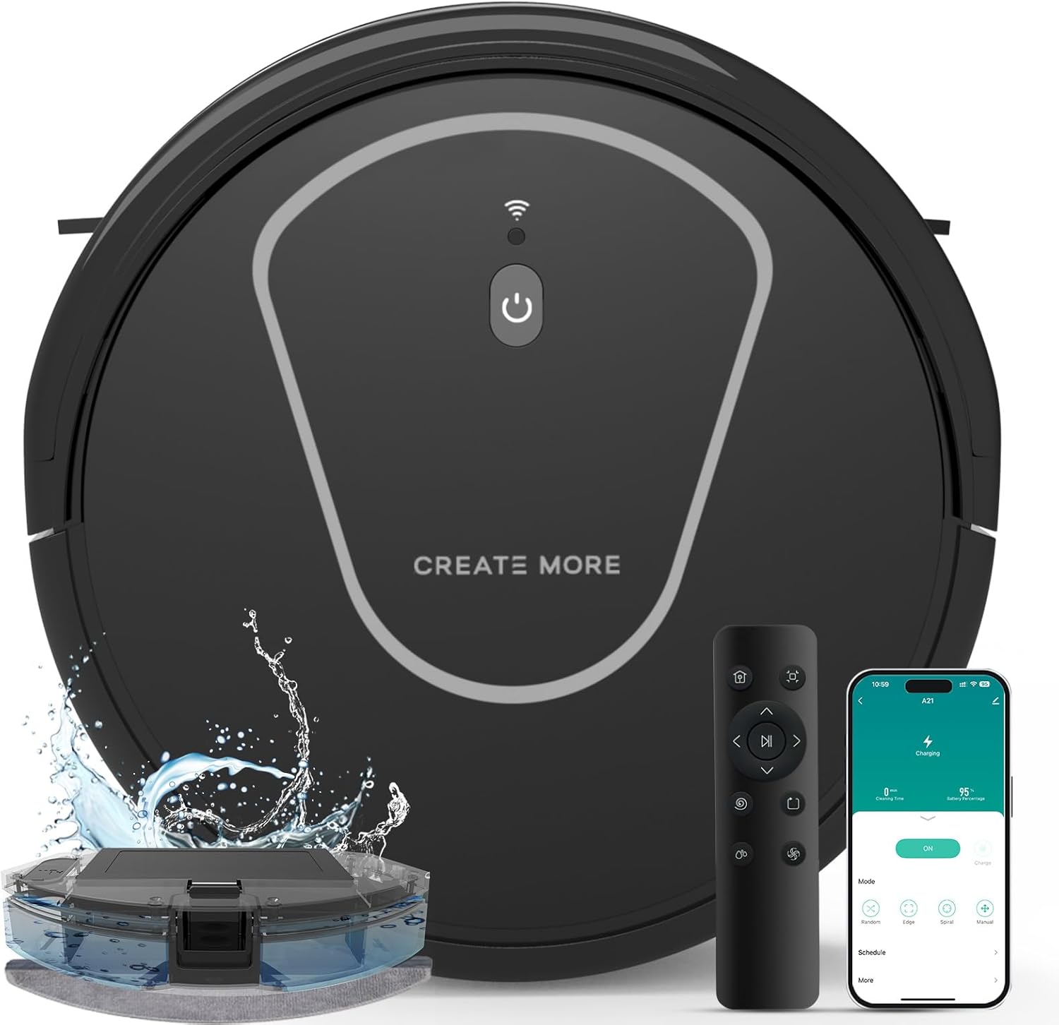 Robot Vacuum and Mop Combo,2 in 1 Robotic Vacuum Cleaner with Mopping,4000Pa Strong Suction,Auto Recharge,WiFi/Alexa/App/Remote, Ideal for Hard Floor,Pet Hair,Auto Carpets Boost