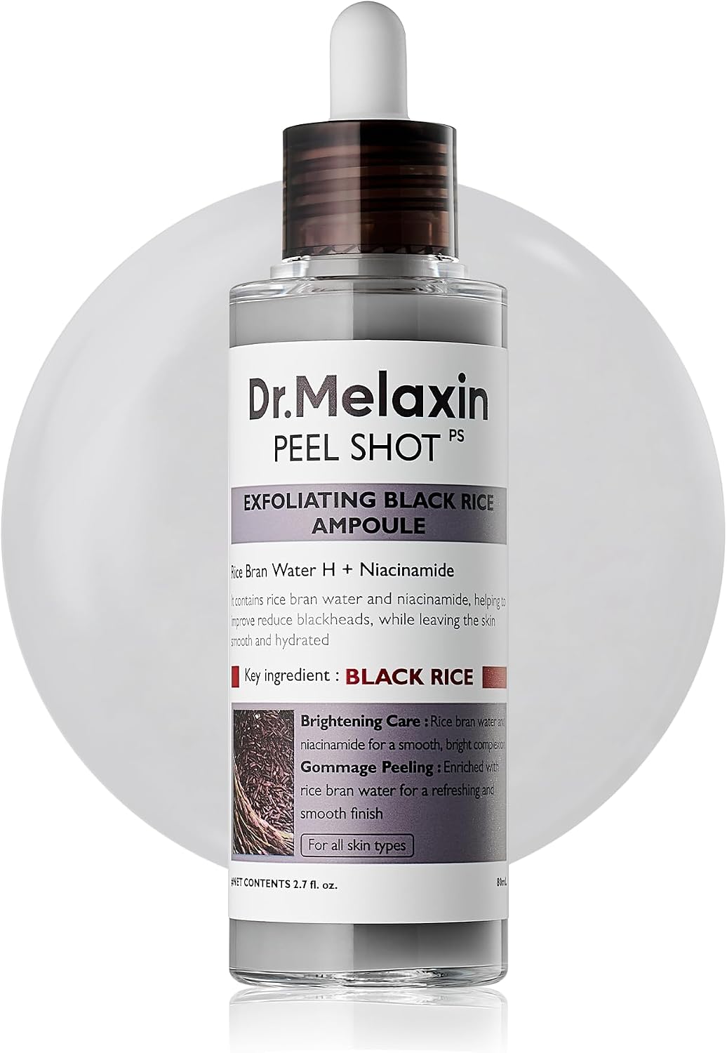 Dr.Melaxin Peel Shot Glow Black Rice Peeling Ampoule Soft Exfoliating Face And Body Scrub Dead Skin Cells Blackheads Remover For All Skin Types Korean Skin Care 80Ml