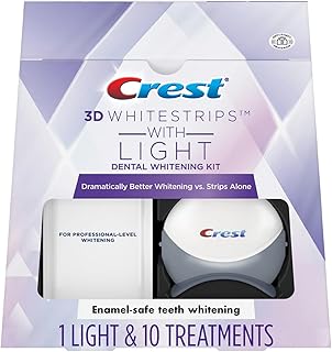 Crest 3D Whitestrips with Light, Whitestrips 3D White, Teeth Whitening Strip Kit, 20 Strips (10 Count Pack), Crest Teeth Whitening Strips, Teeth Whitening Kit