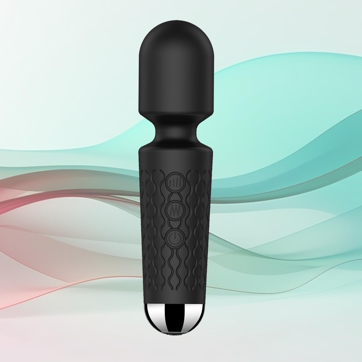 Personal Back Massager - Handheld Waterproof & Rechargeable Massager - 20 Speeds 8 Patterns Vibration Massage - Perfect for Travel Relaxation, Relieves Back, Legs Muscles (Black)