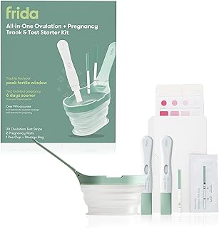 Frida Fertility Ovulation and Pregnancy Test Kit | Easy At Home Ovulation Strips and Pregnancy Tests with Tracking and Prediction Log | 30 Ovulation Tests, 2 Pregnancy Tests, Tracker + No Mess Pee Cup