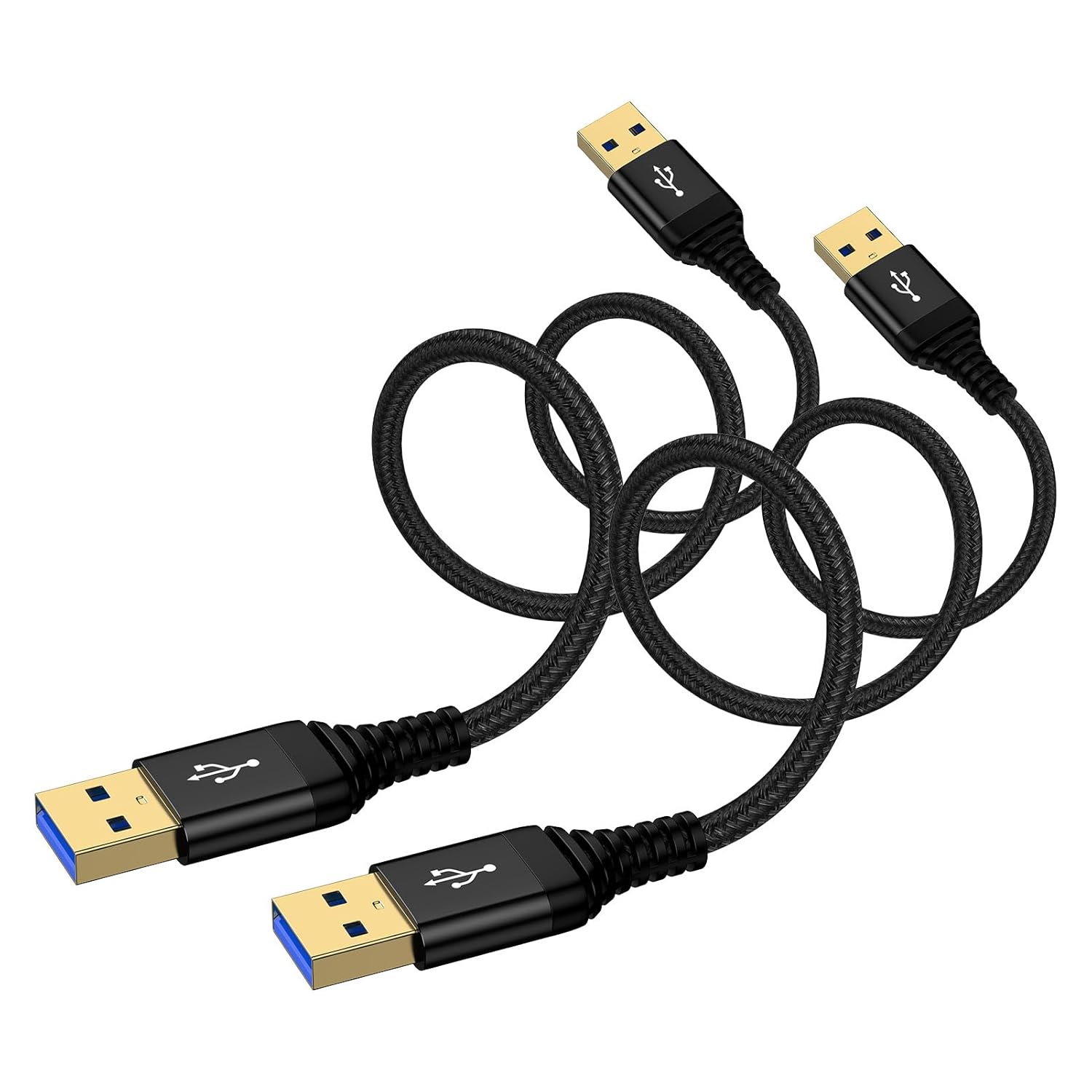 USB to USB Cable 6FT, 2 Pack USB-A to USB-A Cord Male to Male USBCable Double Side USB3.0 A to A Data Transfer Cord for Computer PC Laptop Cooler DVD Player Hard Drive Enclosures TV Hub Set Up Box