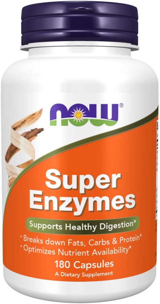 NOW Foods Supplements, Super Enzymes, Formulated with Bromelain, Ox Bile, Pancreatin and Papain,180 Capsules