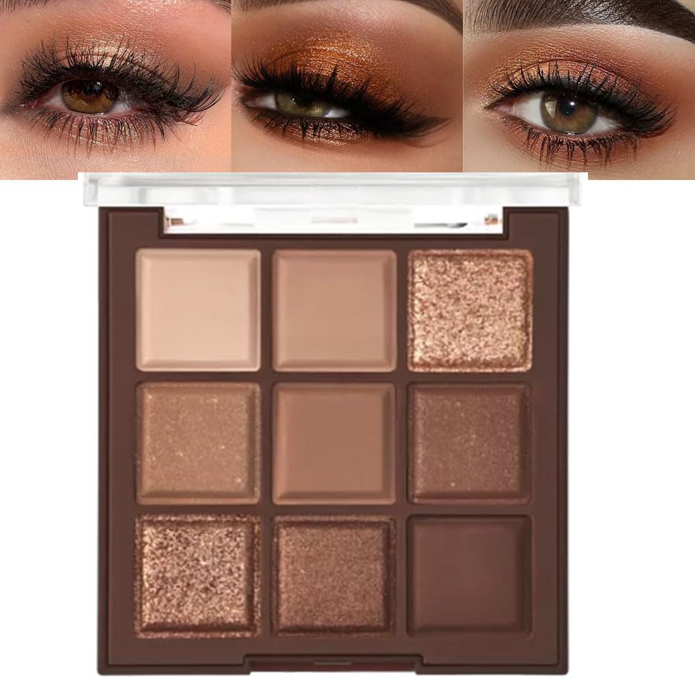 Neutral Nude Brown Smokey Eye Shadow Palette,Rose Gold Bronze Naked Cream Eyeshadow Palette Makeup,Highly Pigmented Natural Eyeshadow for Eyes Long Lasting Naturing-Looking