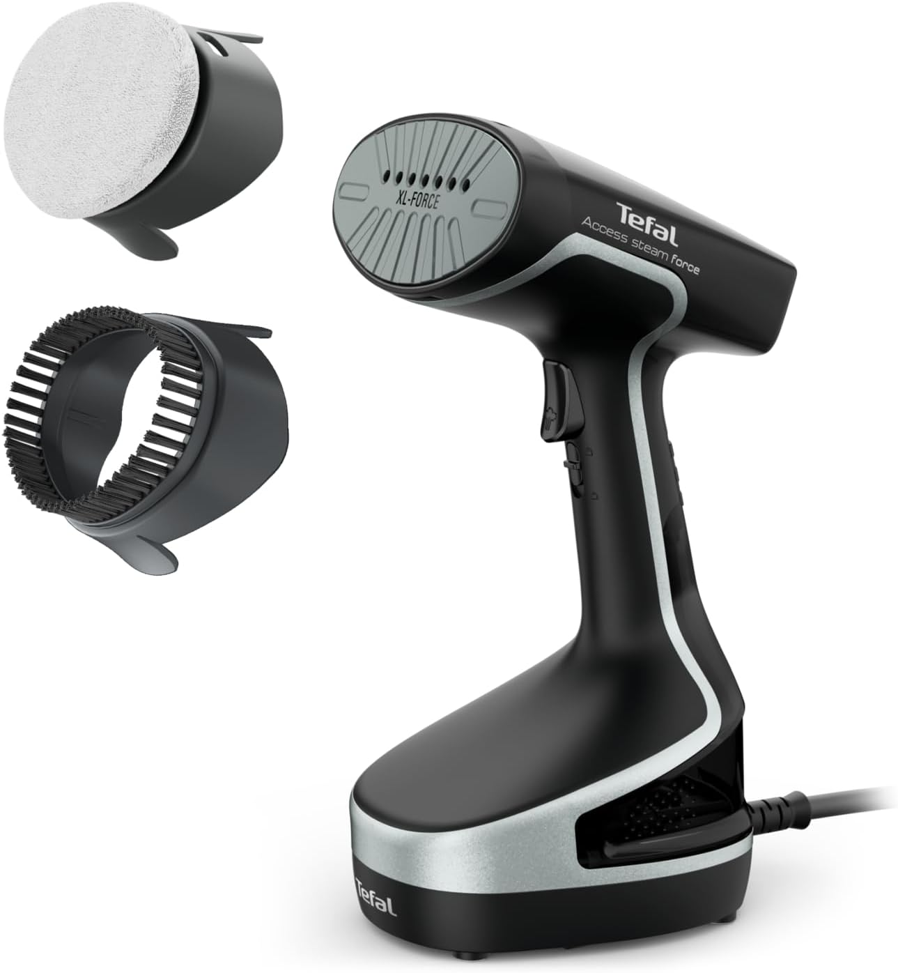 Tefal Access Steam Force Handheld Clothes Steamer, Black and Silver
