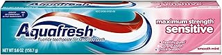 Aquafresh Maximum Strength Sensitive + Gentle Whitening Toothpaste, Smooth Mint 5.6 oz (Pack of 6)