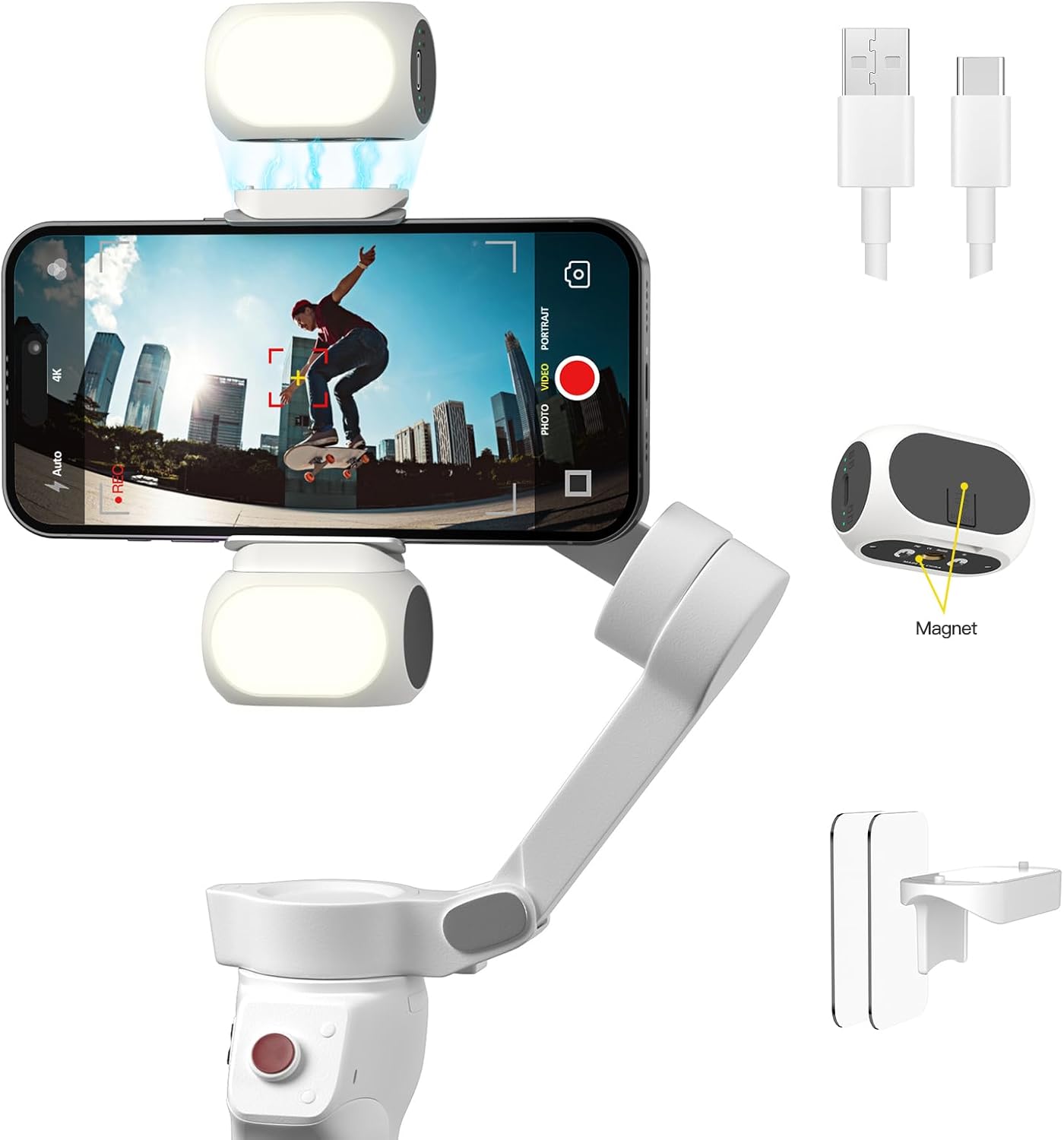 Magnetic Light for DJI Gimbal Small Video Light for Gimbal - USB-C Rechargeable, 3 Modes, 10 Brightness Levels, Compact DJI Light Attachment