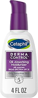 Cetaphil DermaControl Oil Absorbing Moisturizer with SPF 30, For Sensitive, Oily Skin, 4 Fl oz, Absorbs Oil, Reduces Shine, Hydrates, Protects, No Added Fragrance