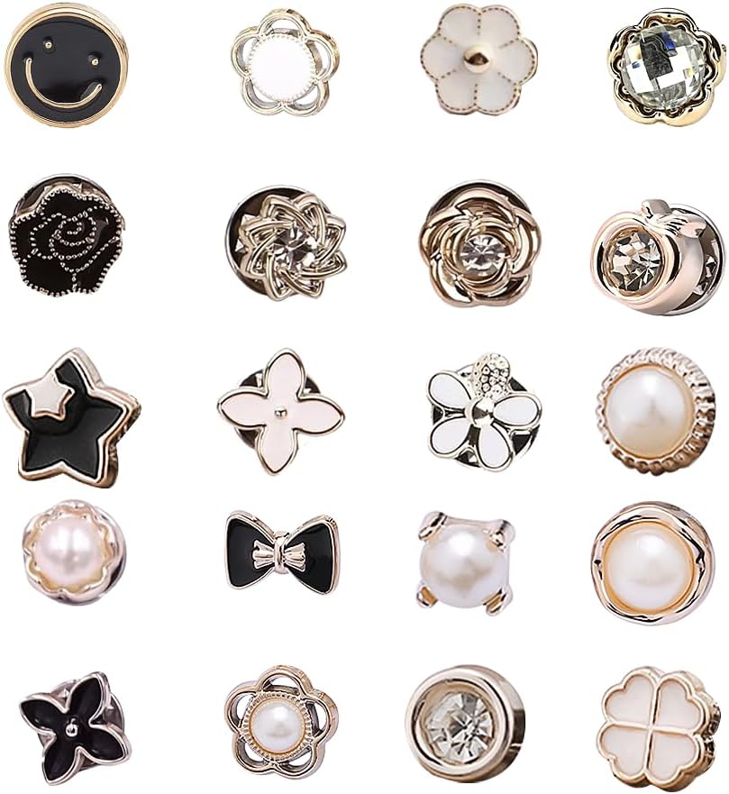 Brooch Pins for Women, 20 Pcs Women Shirt Brooch Pins, Cover Up Brooch Buttons, Blouse Pins, Safety Invisible Buttons, for Bags, T-Shirt, Clothes, Hat Decoration