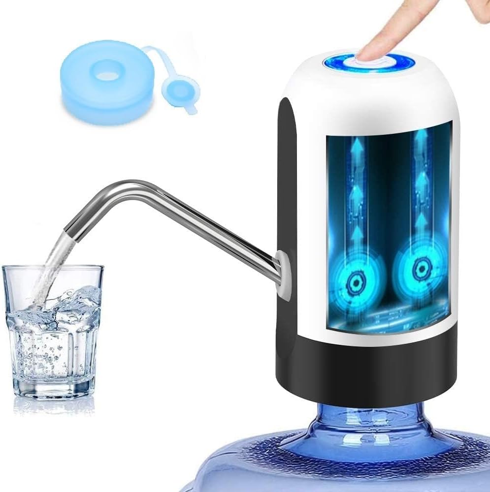 Water Bottle Pump 5 Gallon Water Bottle Dispenser USB Charging Automatic Drinking Water Pump Portable Electric Water Dispenser Water Bottle Switch (White)