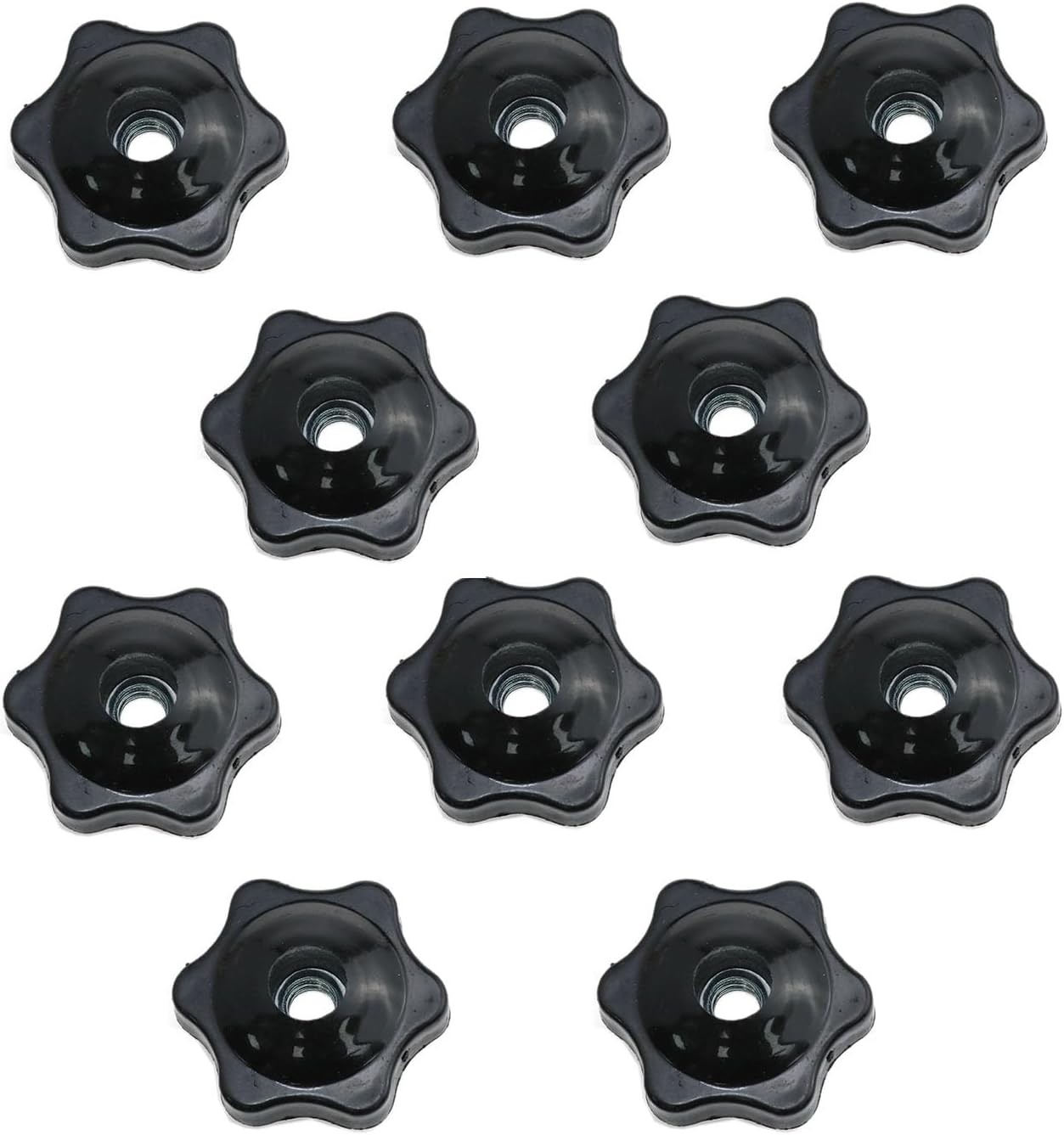 6-Star Knob 10PCS 1/4 Inch Nylon Hex Head Thru Star Knobs Tighten Clamping Knobs Threaded Knobs