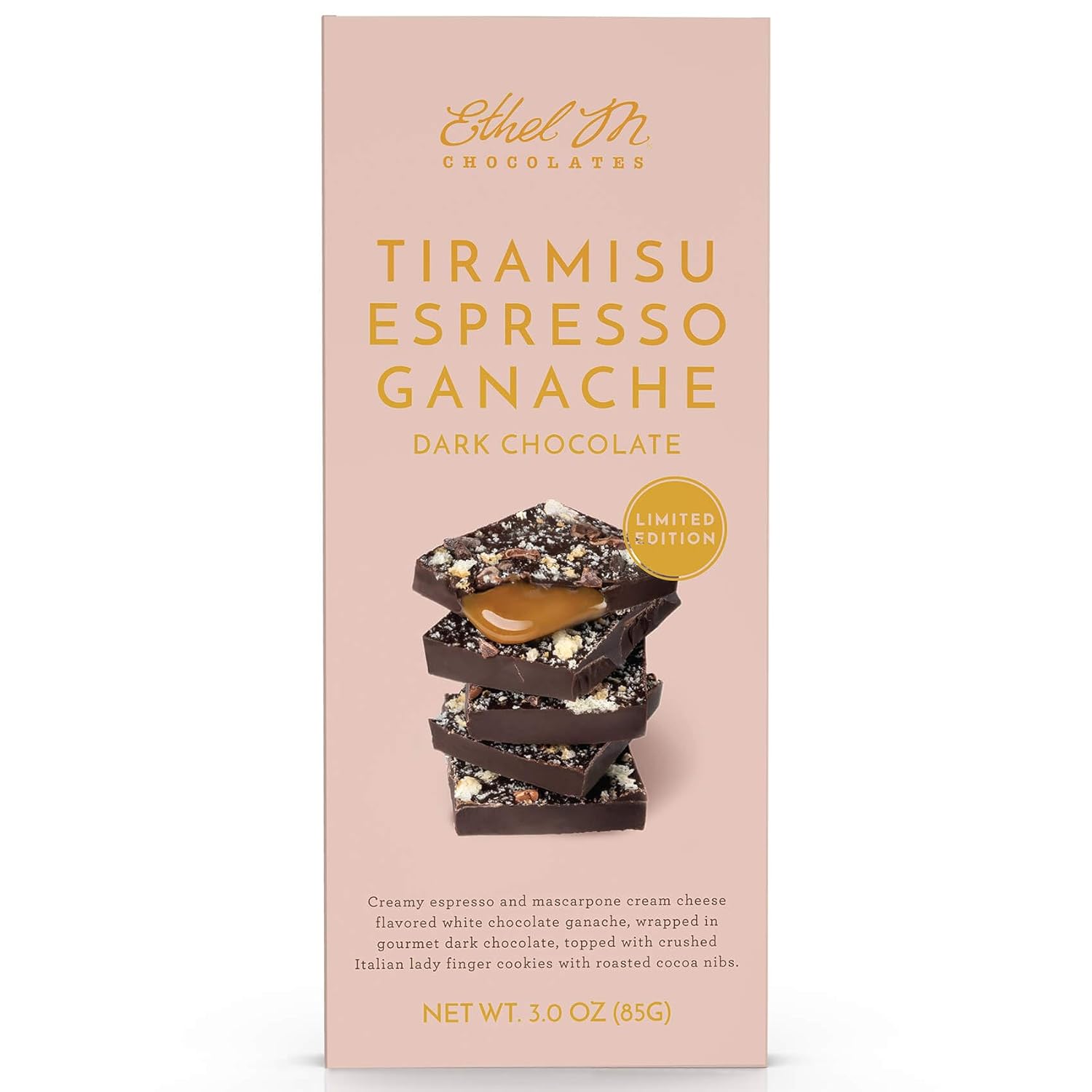 Ethel M Chocolates Dark Chocolate Tiramisu Espresso Gourmet Tablet Bar, 1 Bar (85g)