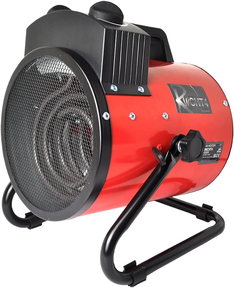 Electric Space Heater 3000W RocwooD 3KW 230v Heating Fan 3 Heat Settings Portable Overheat Protection Home Office Workshop Warehouse Greenhouse Building Site