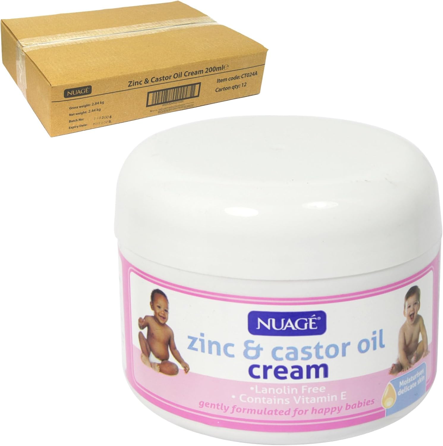 BYUP Nuage 12 Tubs Nappy Rash Cream - Natural and Effective Baby Rash Remedy with Castor Oil and Zinc Oxide