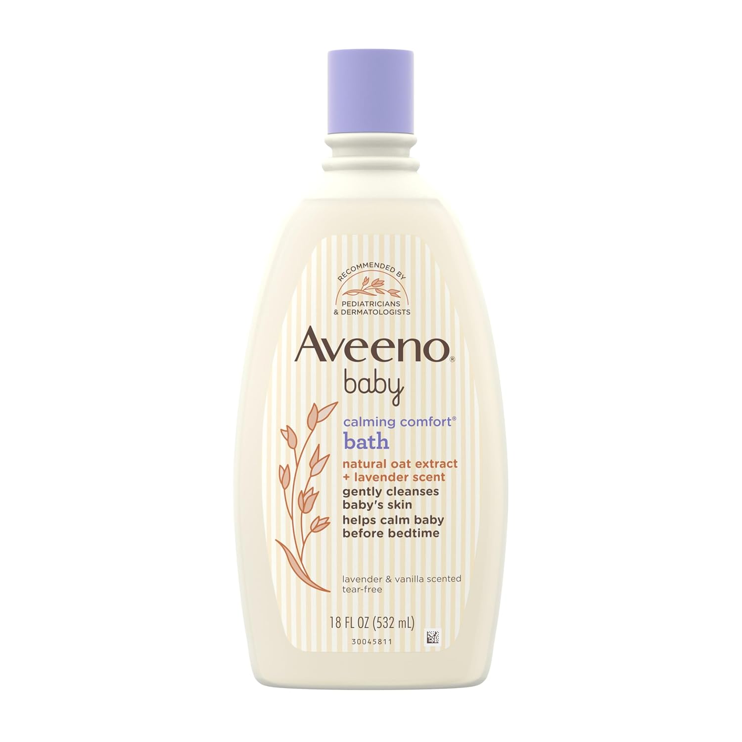 Aveeno Baby Calming Comfort Bath with Relaxing Lavender & Vanilla Scents, Hypoallergenic & Tear-Free Formula, Paraben- & Phthalate-Free, 18 Fl Oz (Pack of 1)