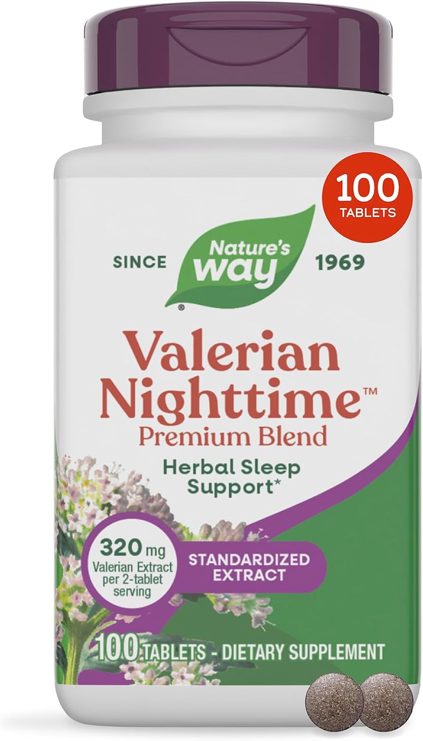 Nature's Way Valerian Nighttime, Valerian Root Sleep Support*, 100 Tablets
