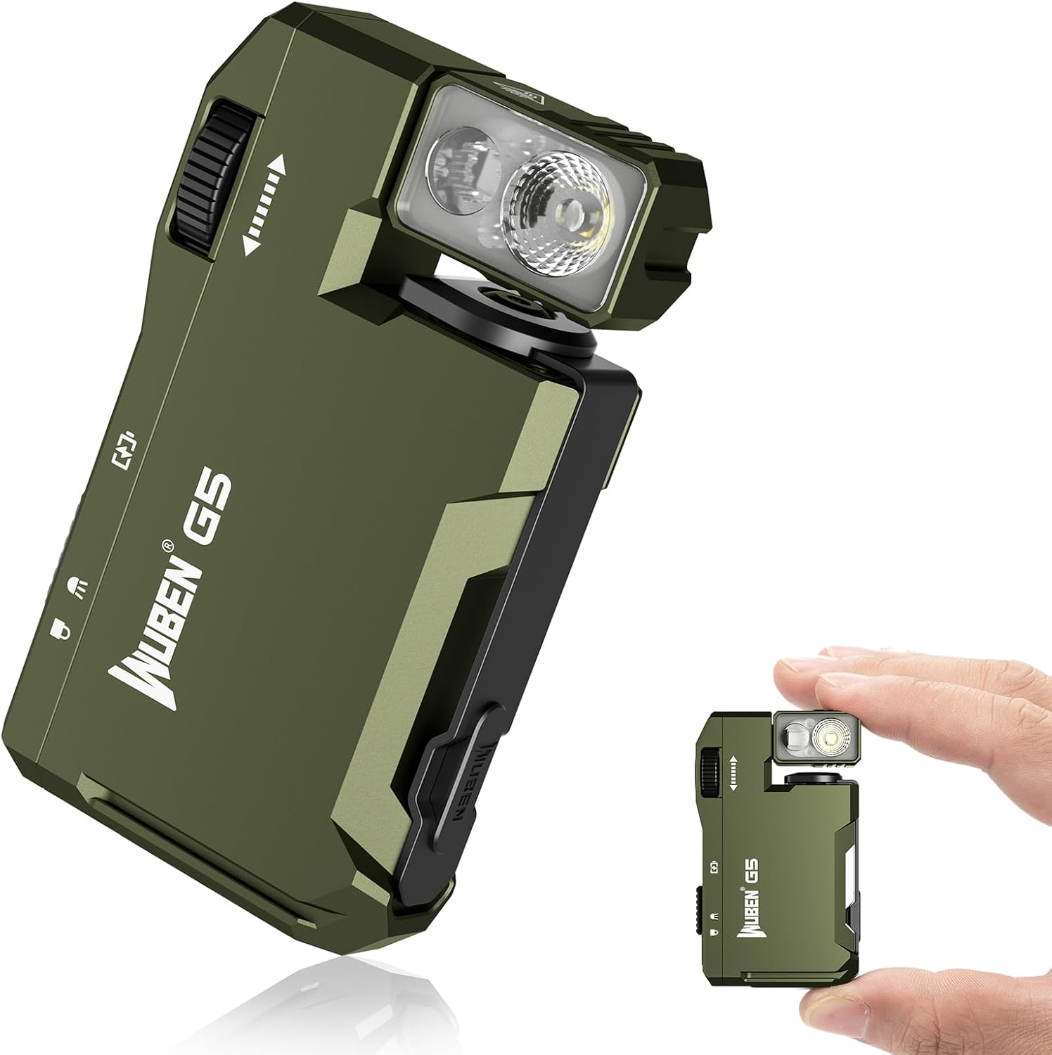 WUBEN G5 Rechargeable Torch, 400 Lumens Super Bright EDC Small Torch with RGB Light, Mini Magnetic Keychain Torch, Lightweight Small Camping Flashlight for Outdoor Home Emergencies (Green)
