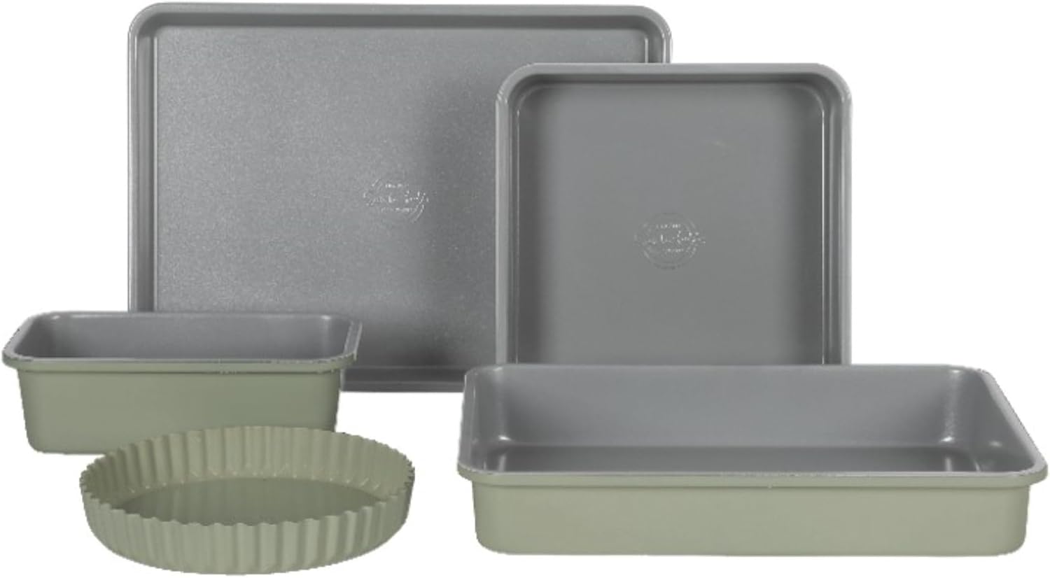 Sur La Table Kitchen Essential Carbon Steel Baking Pans Bakeware Set W/Premium PFA Free Grey Ceramic Non stick - Juniper Green Exterior