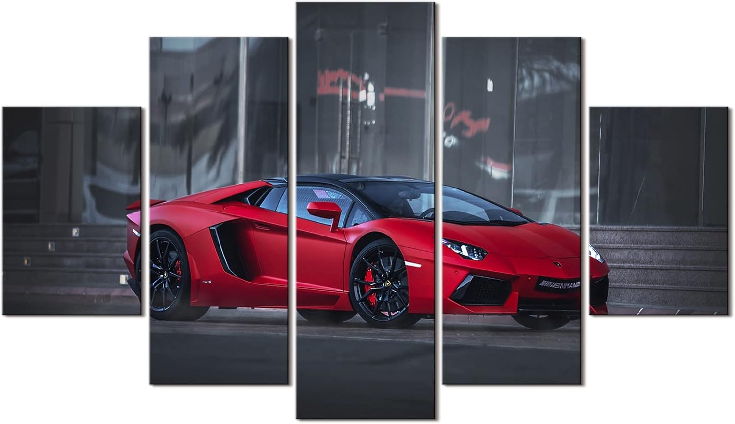 Red Lamborghini Poster Car Wall Art for Boys Room Decor Cool Lamborghini Pictures Sports Car Painting Canvas Prints Teens Men Living Room Modern Artwork Bedroom Playroom Home Decorations 60x32” 5Pcs