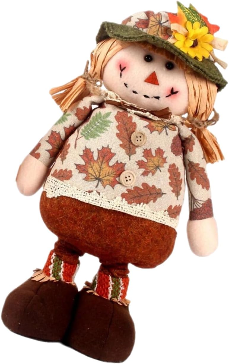 xbiez Fall Themed Scarecrows Plush Dolls With Extendable Legs For Farmhouses Desktop Decors Thanksgiving Harvest Ornament Plush Scarecrows