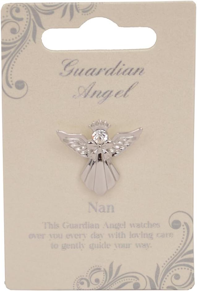 Nan Guardian Angel Silver Coloured Angel Pin With Gem Stone Sentimental Gift Idea