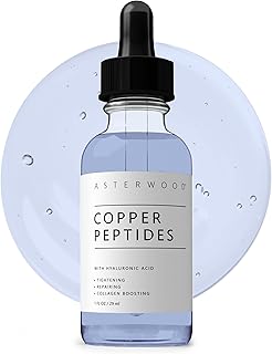Asterwood Copper Peptides Serum for Face - Tightening, Repairing, Collagen Boosting - Copper Tripeptide-1 GHK-Cu - Peptide Serum with Hyaluronic Acid - 1 oz / 29 ml