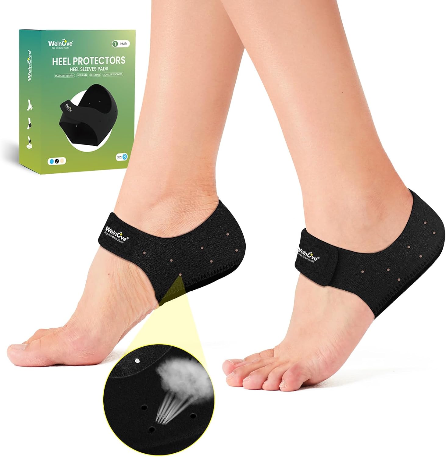 Plantar Fasciitis Gel Heel Protectors - Welnove Heel Cups for Women Men Heels Spur Pain Relief - Heel Inserts Pads for Achilles Tendonitis Dry Cracked Heel Support Cushion (W 4.5-9 / M 5-8)