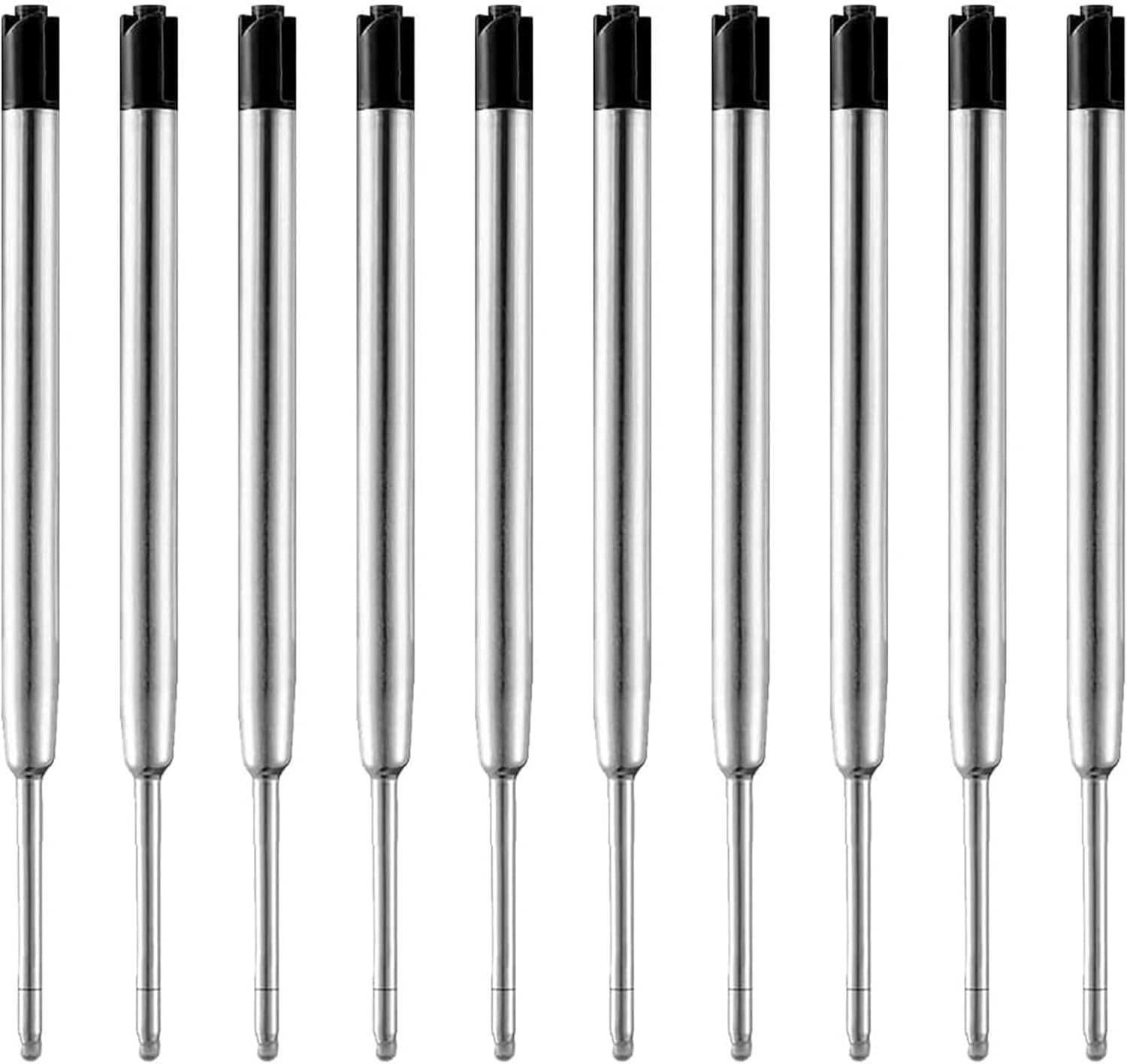 3.9'' Ballpoint Ink Pen Refills for Click Pens,1mm Medium Tip,Compatible with Parker Pen Refill,Pack of 10 (Black Ink)