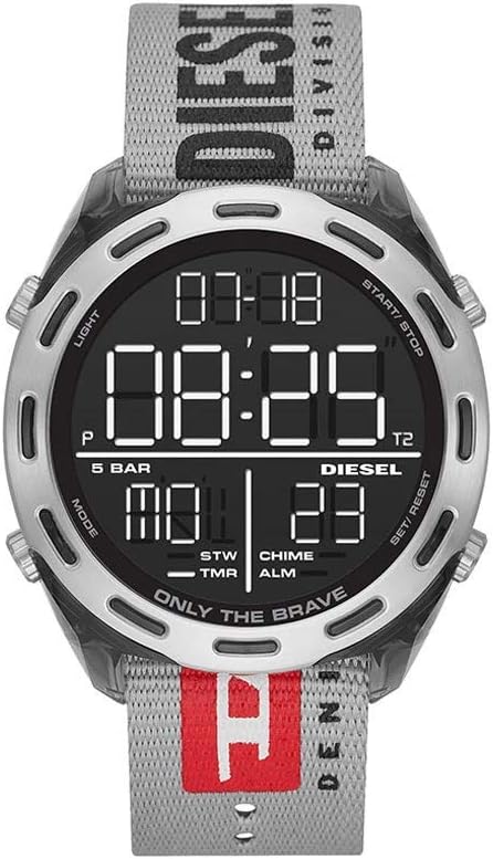 DIESEL Crusher Watch for Men, Digital Movement with Synthetic or Silicon Strap