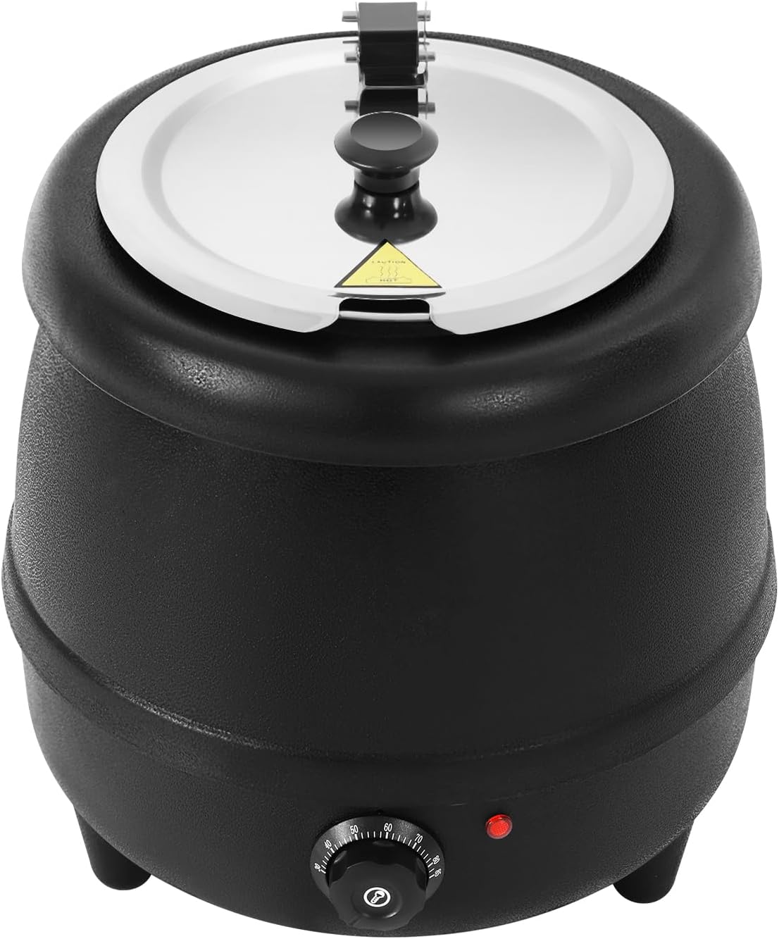 10.5QT Soup Warmers, Electric Soup Pot Commercial Soup Kettle with Stainless Steel Hinged Lid and Detachable Insert Pot, Temperature Control Knob for Restaurants and Party, Catering (Black)