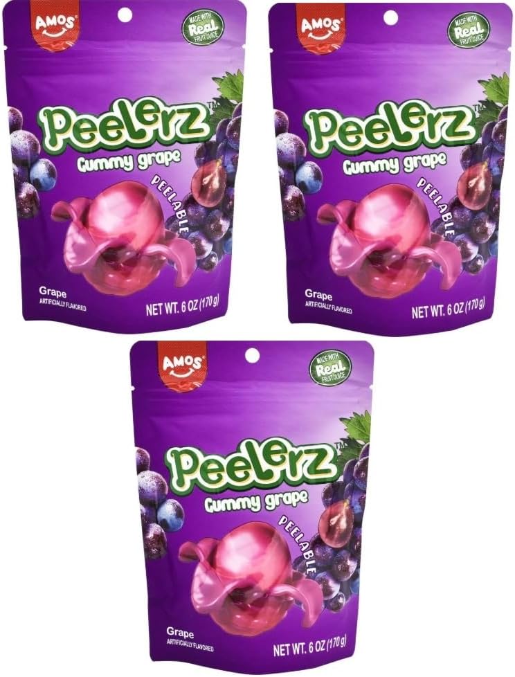 Amos Peelerz Gummy Grape Candy 170g (Pack of 3)