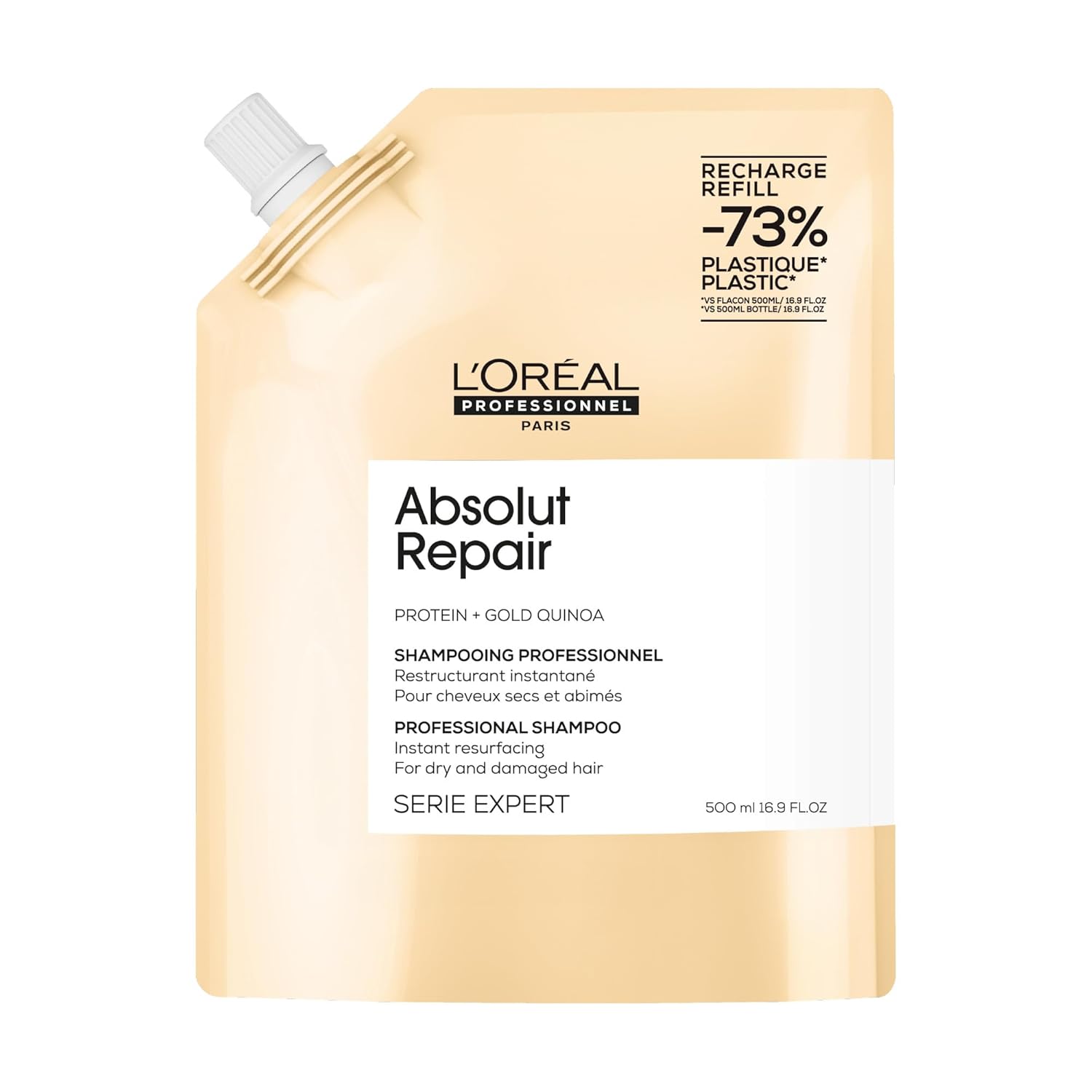 L'Oréal Professionnel Paris Absolut Repair Shampoo – Nourishing Protein Shampoo For Dry, Damaged Hair, Repairs Damage and Provides Shine, Refill