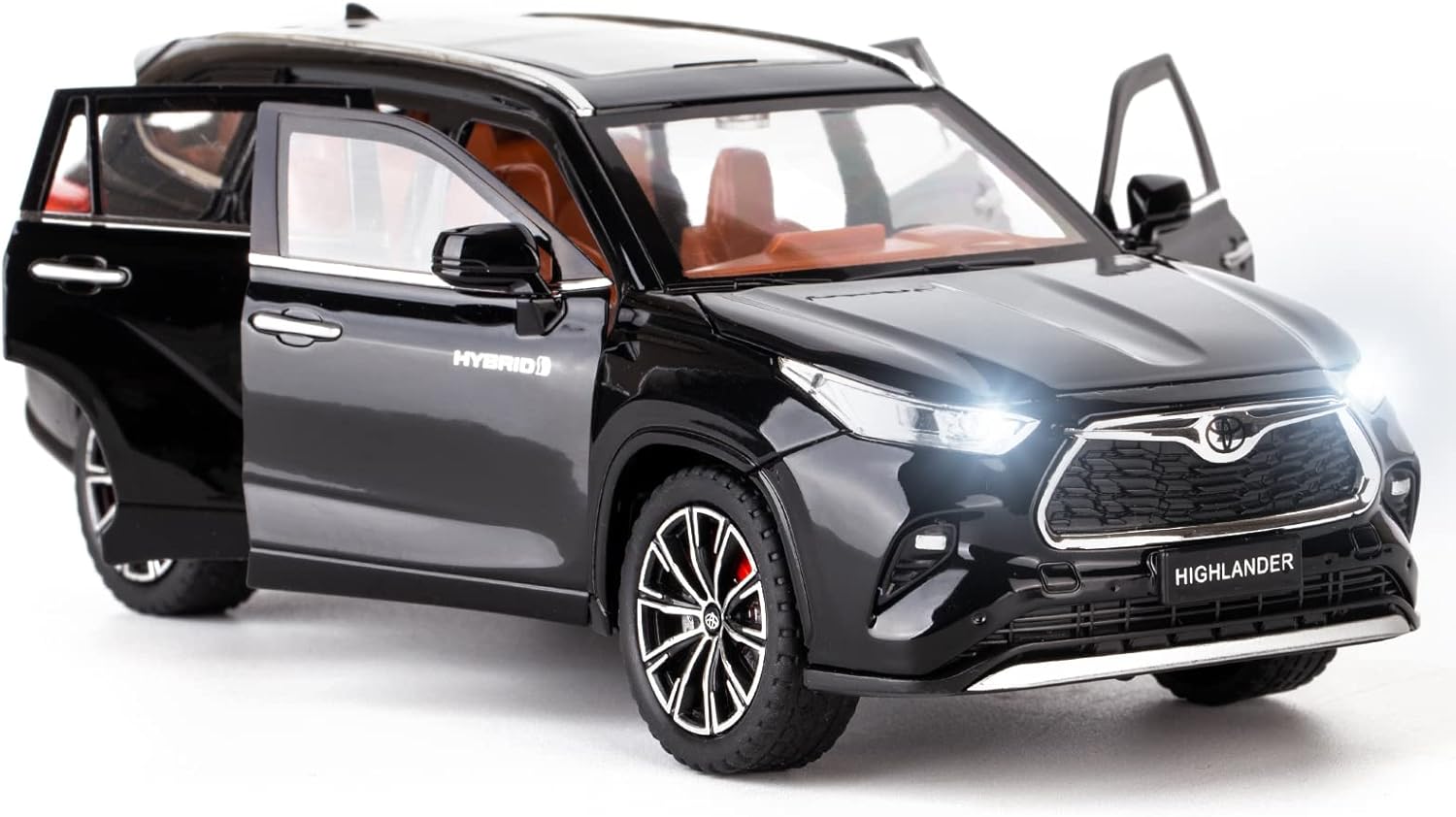 BDTCTK 1/24 Highlander Model Car, Zinc Alloy Pull Back Toy car with Sound and Light for Kids Boy Girl Gift(Black)