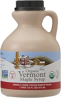 Hidden Springs Maple Organic Vermont Maple Syrup, Grade A Dark Robust (Formerly Grade B), 16 Ounce, 1 Pint, Family Farms, BPA-free Jug