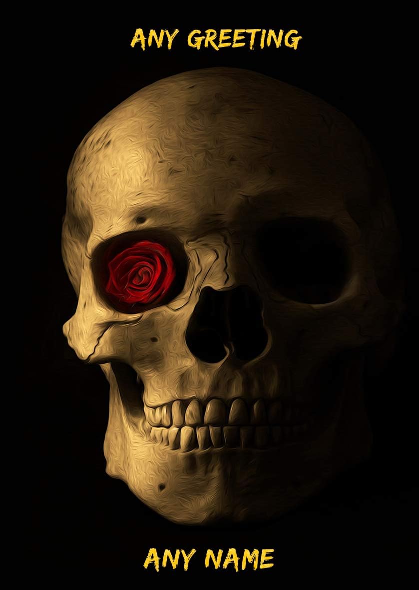 Personalised Skull Gothic Horror Fantasy Greeting Card (Birthday, Christmas, Any Occasion) - Custom Card for Him or Her Male Female Family Kids Boys Girls any Age