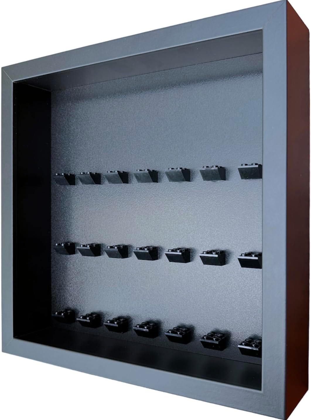FRAMEPUNK Minifigure Display Case - for 21 LEGO Minifigures - Deep for Accessories - Wall Mount or Free Stand - Removable Front - All Black