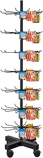 Retail Rotating Display Stand 7 Tier, Display Rack with Hooks for Store Display Movable Shop, Display Spinner Stand for Snacks Jewelry Keyring Hats Socks Toys