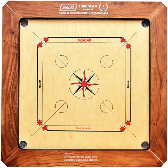 KNK Carrom Board Sure SLAM Indoor Board Game Approved by Carrom Federation of India & Maharashtra Carrom Association (Bulldog, 28mm)