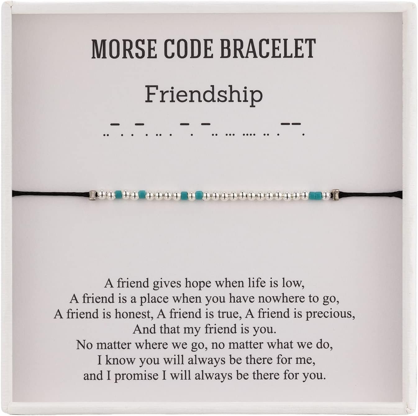 Friendship Gifts for Women,Friendship Sterling Silver Morse Code Bracelet, Thank You Gift,Birthday Jewellery Gifts for Women (0607B009)